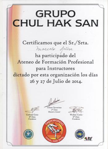 Asistencia al Ateneo de Capacitación Profesional de Instructores Chul Hak San 2014
