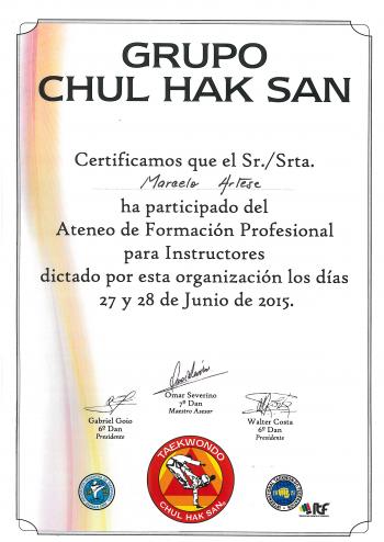 Asistencia al Ateneo de Capacitación Profesional de Instructores Chul Hak San 2015
