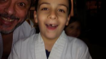 Con Bautista, el primero en llegar al Dojang
